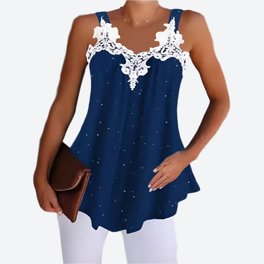 Elegant Lace Trim Tank Tops