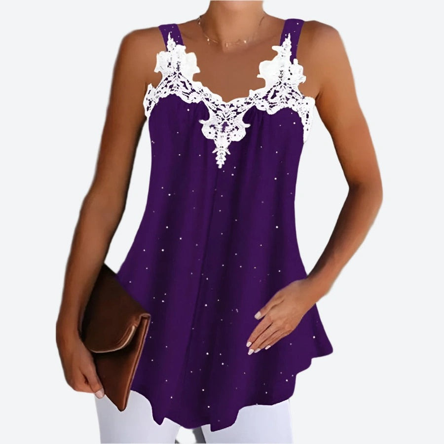 Elegant Lace Trim Tank Tops