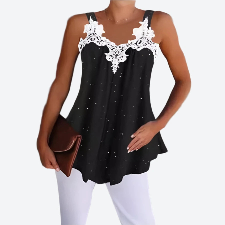 Elegant Lace Trim Tank Tops