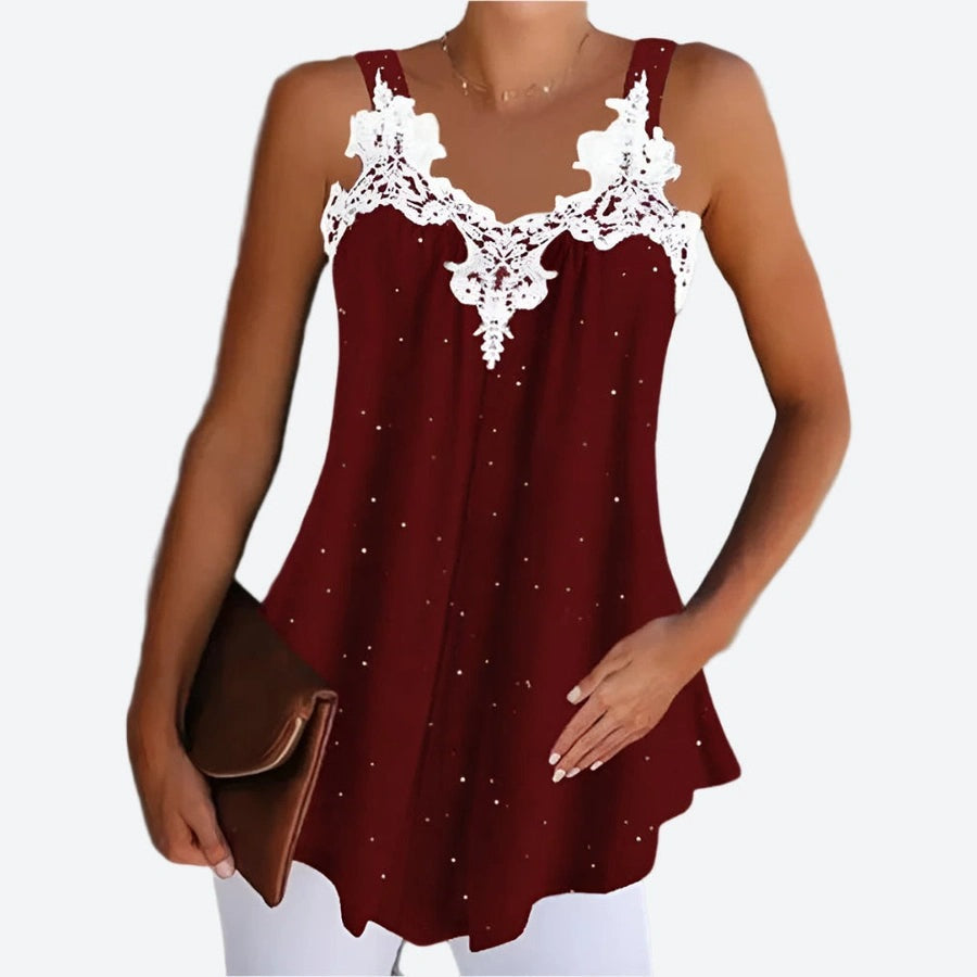 Elegant Lace Trim Tank Tops