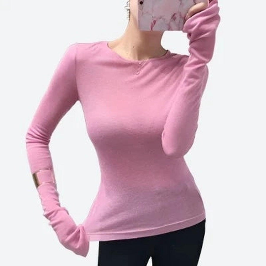 Elegant Long Sleeve Lace Shoulder Tops