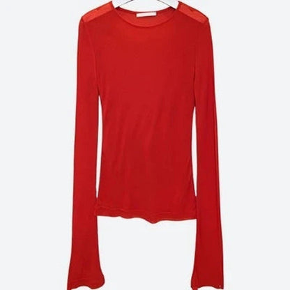 Elegant Long Sleeve Lace Shoulder Tops