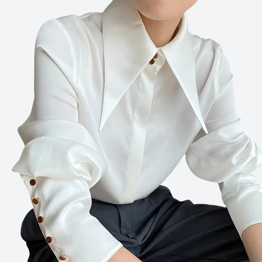 Elegant Long Sleeve Satin Shirts