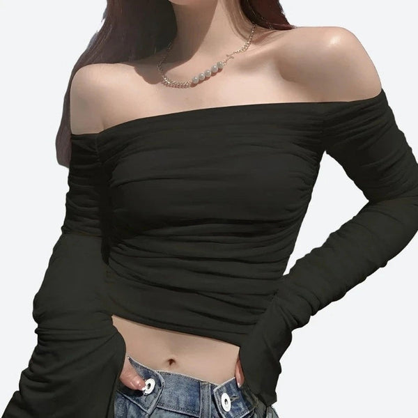 Elegant Off-Shoulder Long Sleeve Tops