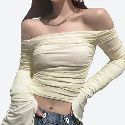 Elegant Off-Shoulder Long Sleeve Tops