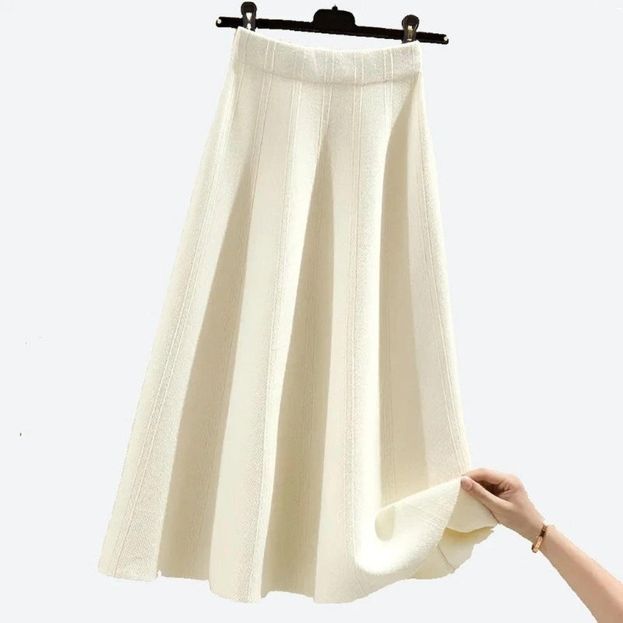 Elegant Pleated Knit A-Line Skirts