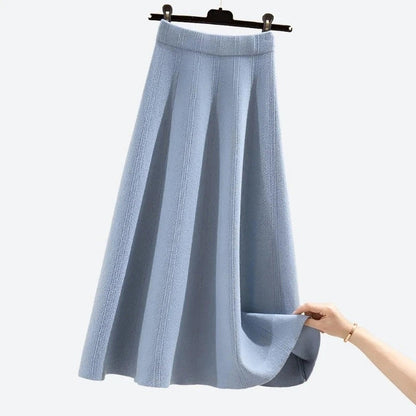 Elegant Pleated Knit A-Line Skirts