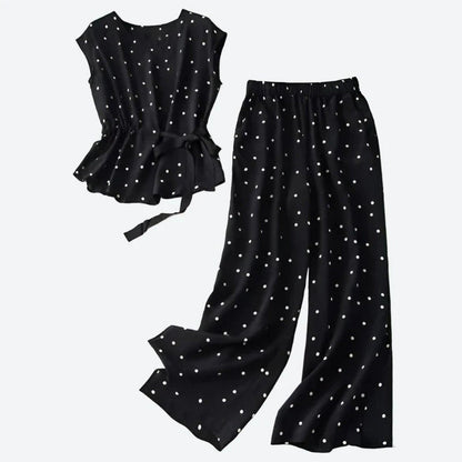 Elegant Polka Dot Top and Pants