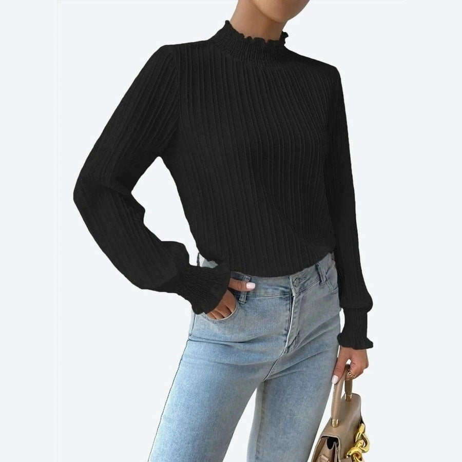 Elegant Quality Pleated Long Sleeve Blouses