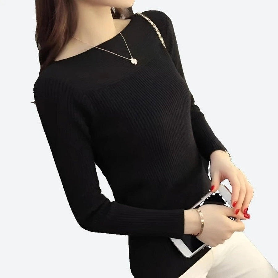 Elegant Ribbed Long Sleeve Sweaters