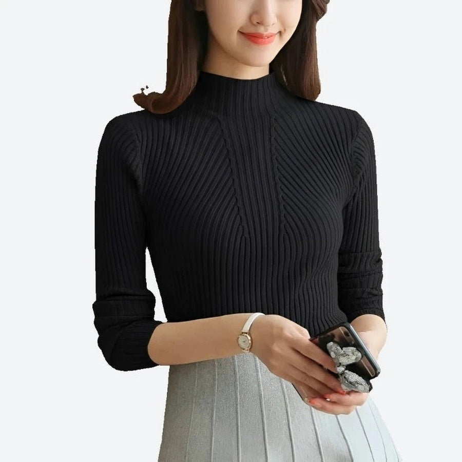 Elegant Ribbed Long-Sleeve Tops