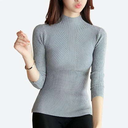 Elegant Ribbed Long-Sleeve Tops