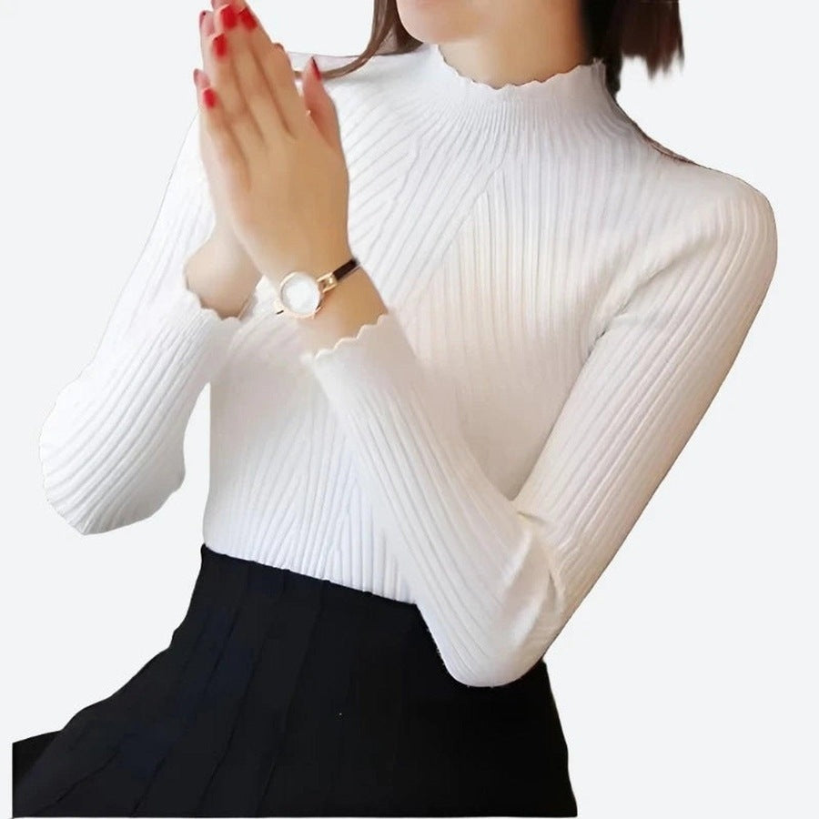 Elegant Ribbed Mock Neck Sweaters