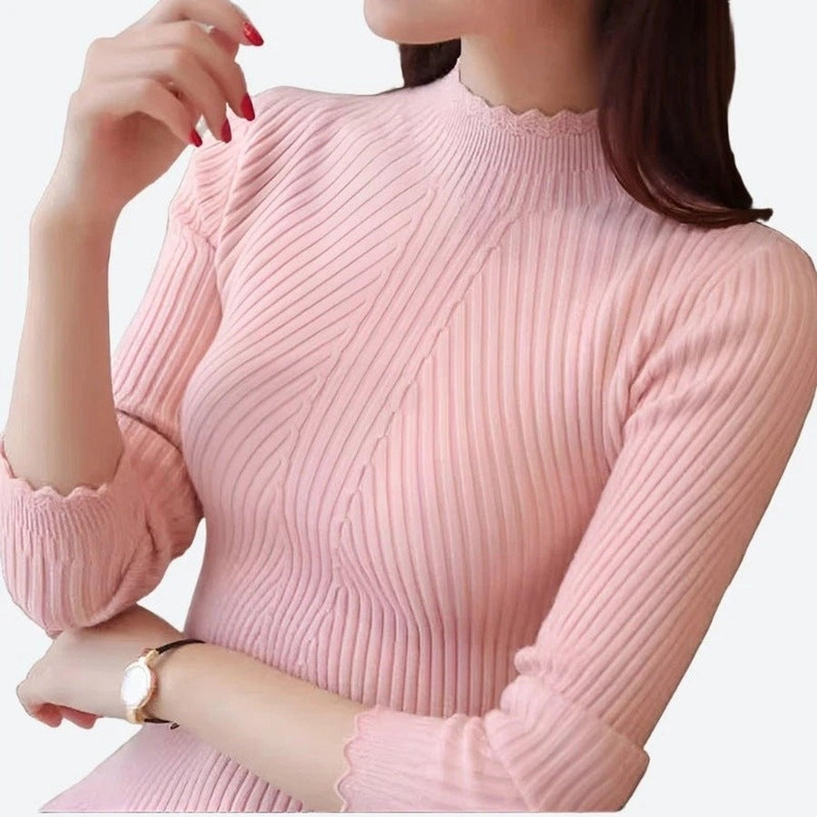 Elegant Ribbed Mock Neck Sweaters