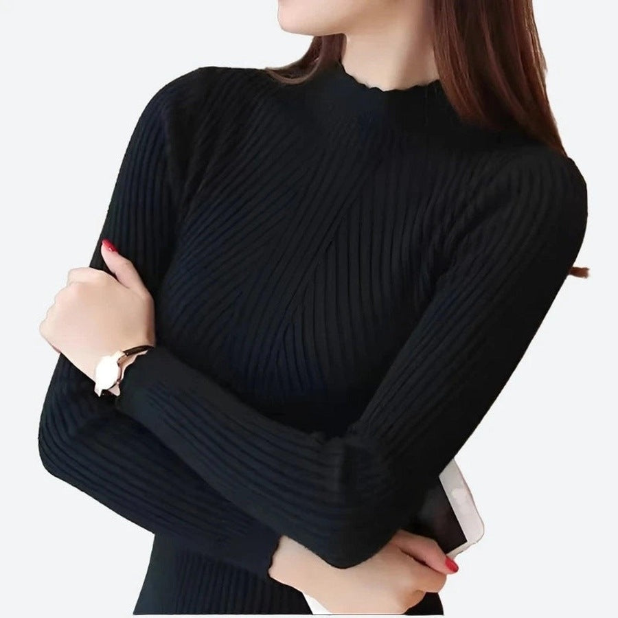 Elegant Ribbed Mock Neck Sweaters