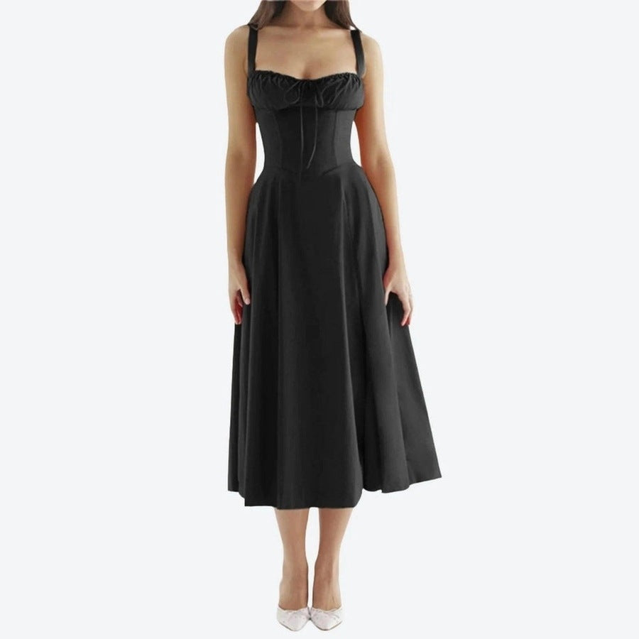 Elegant Ruched Bust Midi Dresses