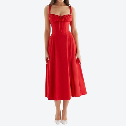 Elegant Ruched Bust Midi Dresses