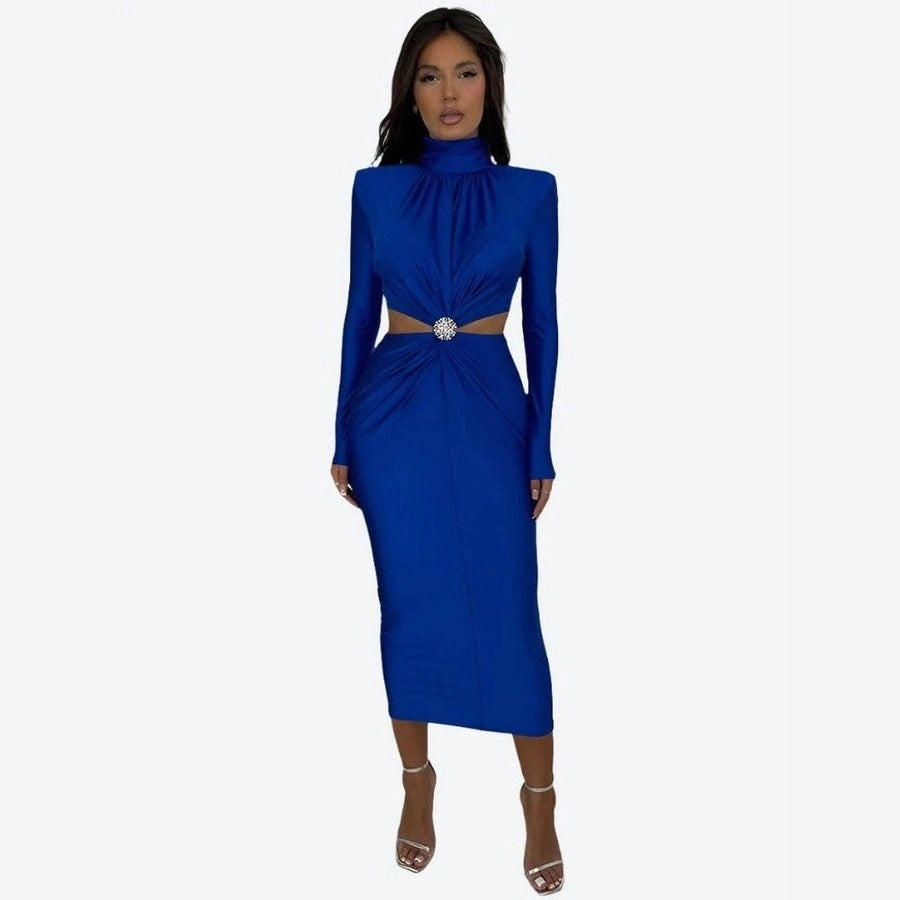 Elegant Ruched Cut-Out Midi Dresses