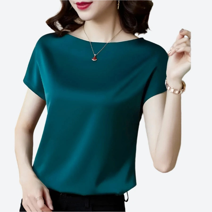 Elegant Satin Short-Sleeve Blouses