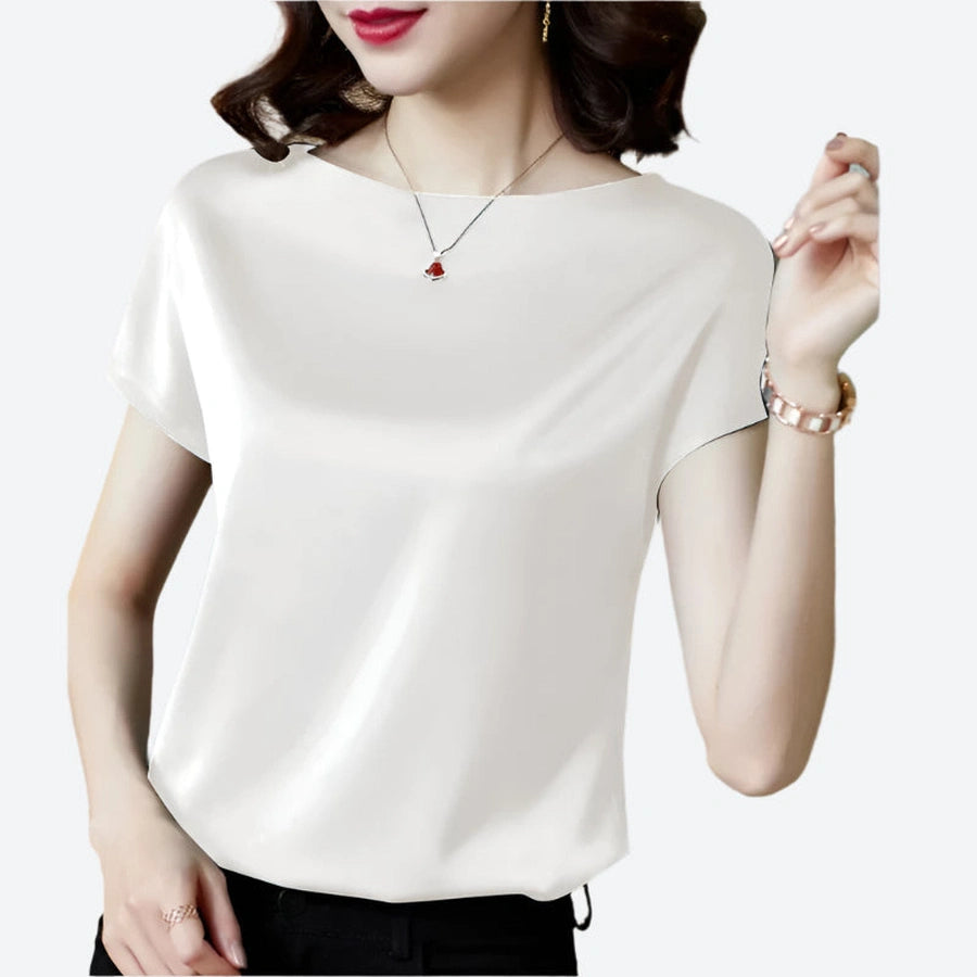 Elegant Satin Short-Sleeve Blouses