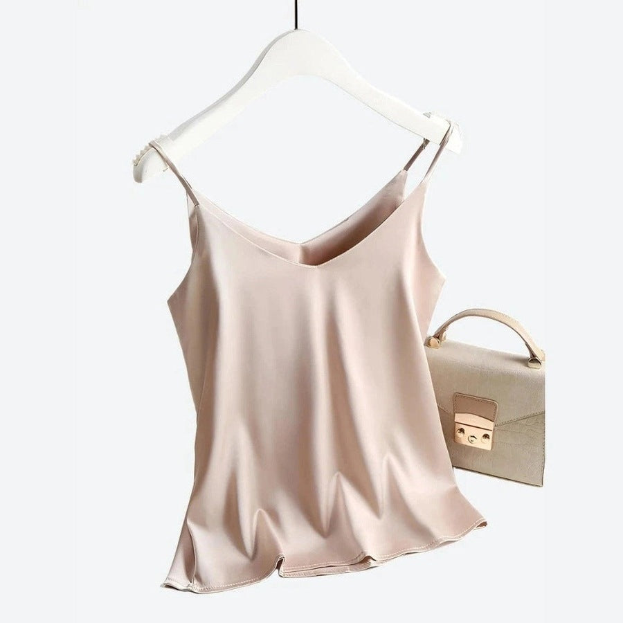 Elegant Silk Spaghetti Strap Tops