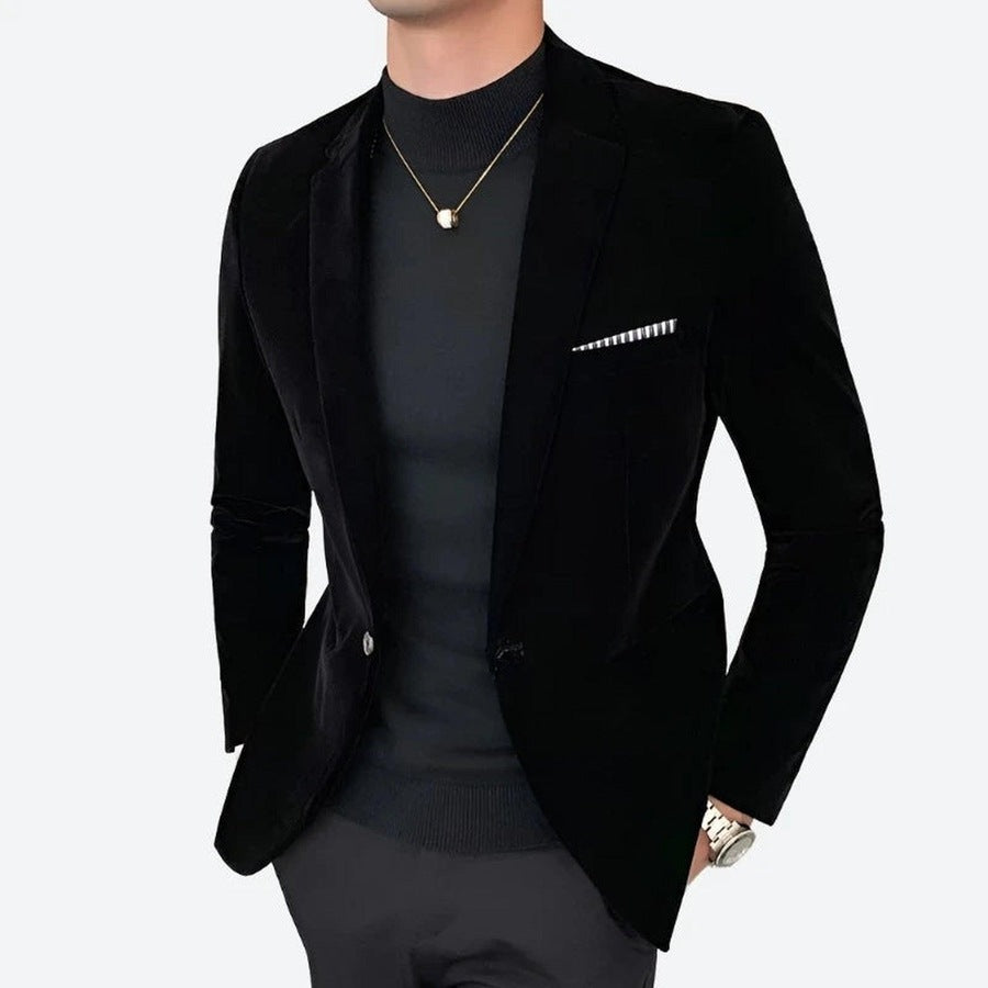 Elegant Single-Breasted Velvet Blazers