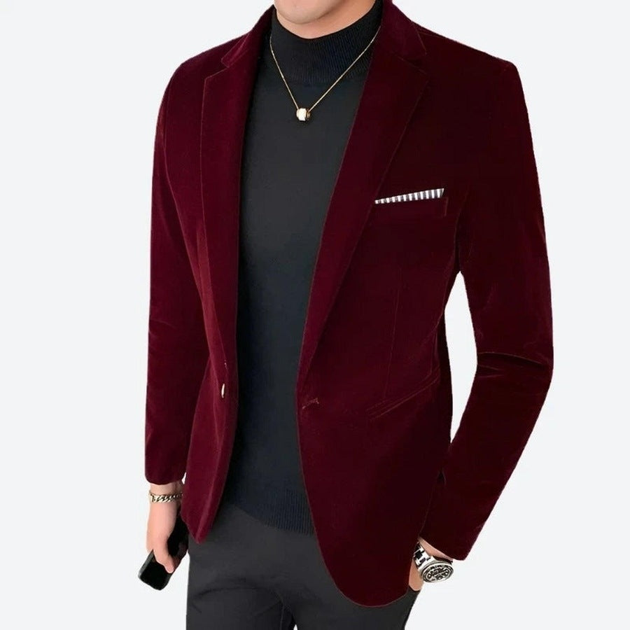 Elegant Single-Breasted Velvet Blazers