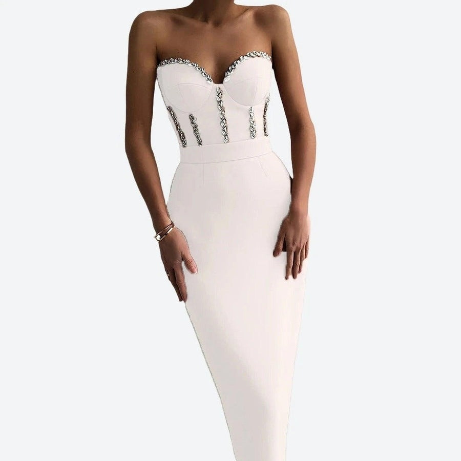 Elegant Strapless Embellished Bodycon Dresses