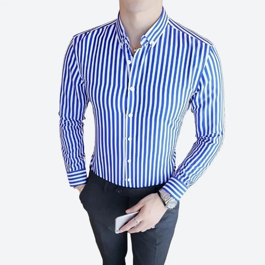 Elegant Striped Button-Up Dress Shirts