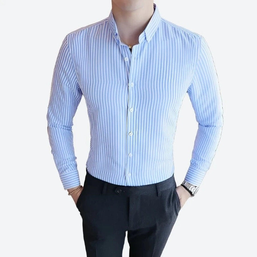 Elegant Striped Button-Up Dress Shirts