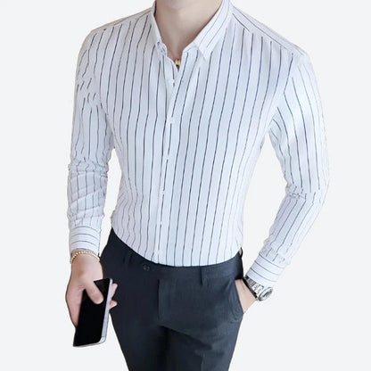 Elegant Striped Button-Up Dress Shirts