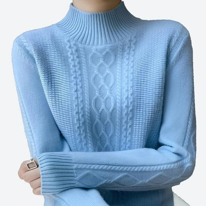 Elegant Textured Cable Knit Turtleneck Sweaters