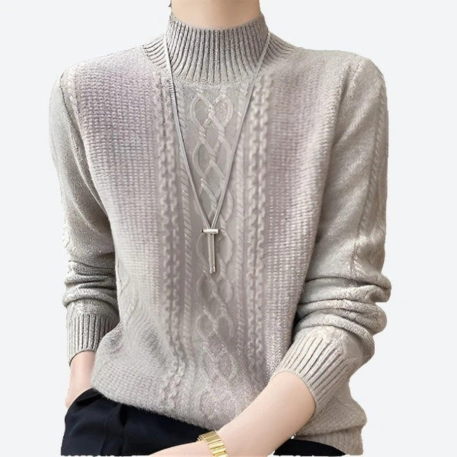 Elegant Textured Cable Knit Turtleneck Sweaters