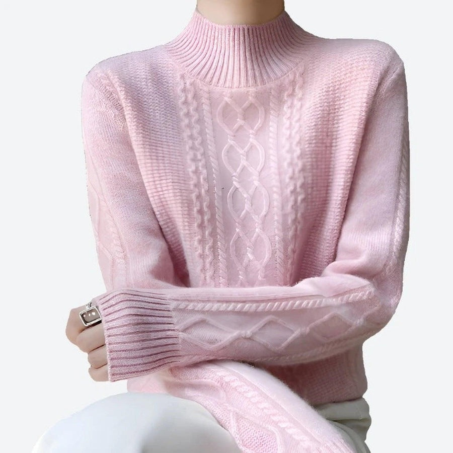 Elegant Textured Cable Knit Turtleneck Sweaters