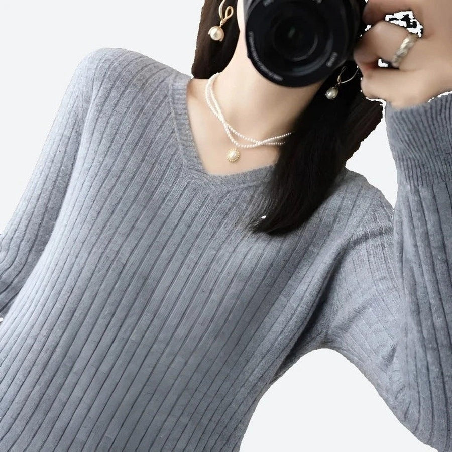 Elegant V-Neck Knit Pullover Sweaters