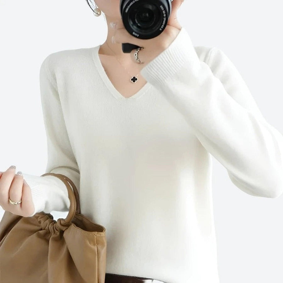 Elegant V-Neck Long Sleeve Sweaters