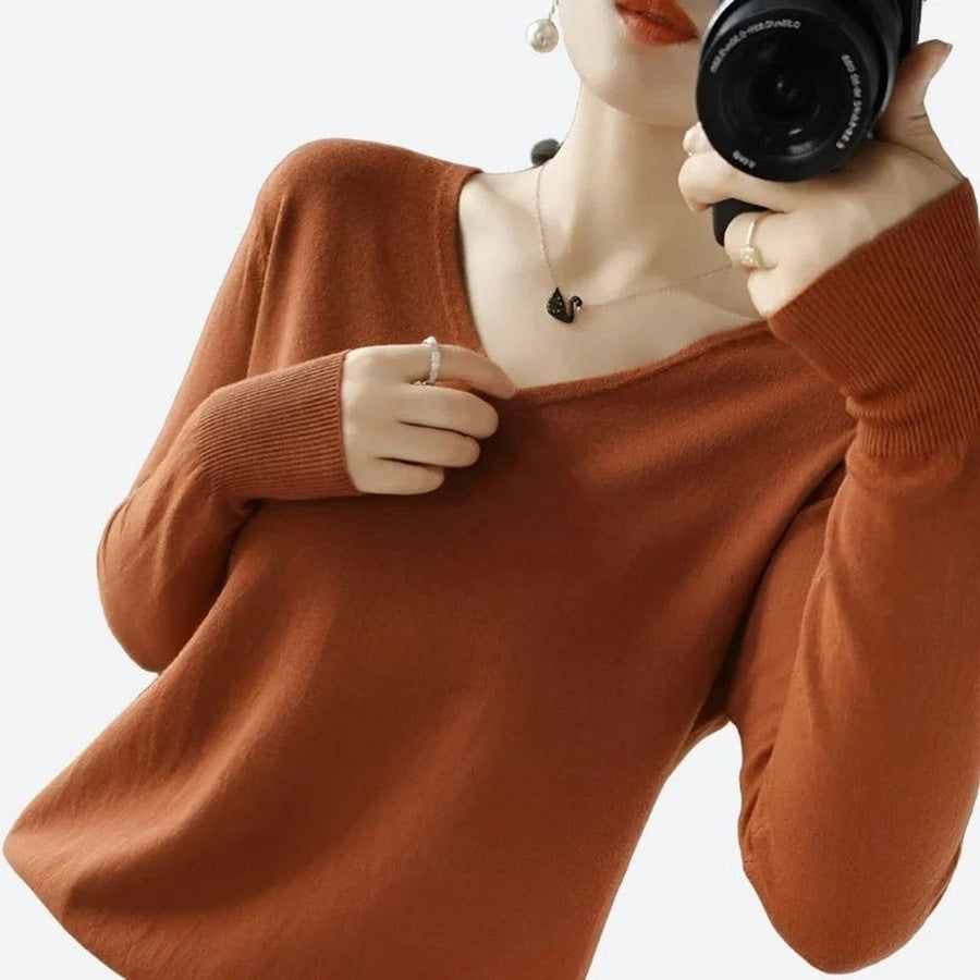 Elegant V-Neck Long Sleeve Sweaters