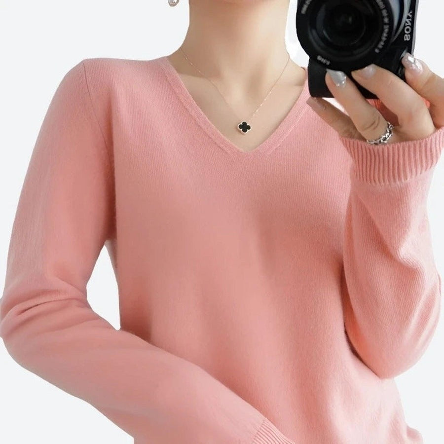 Elegant V-Neck Long Sleeve Sweaters