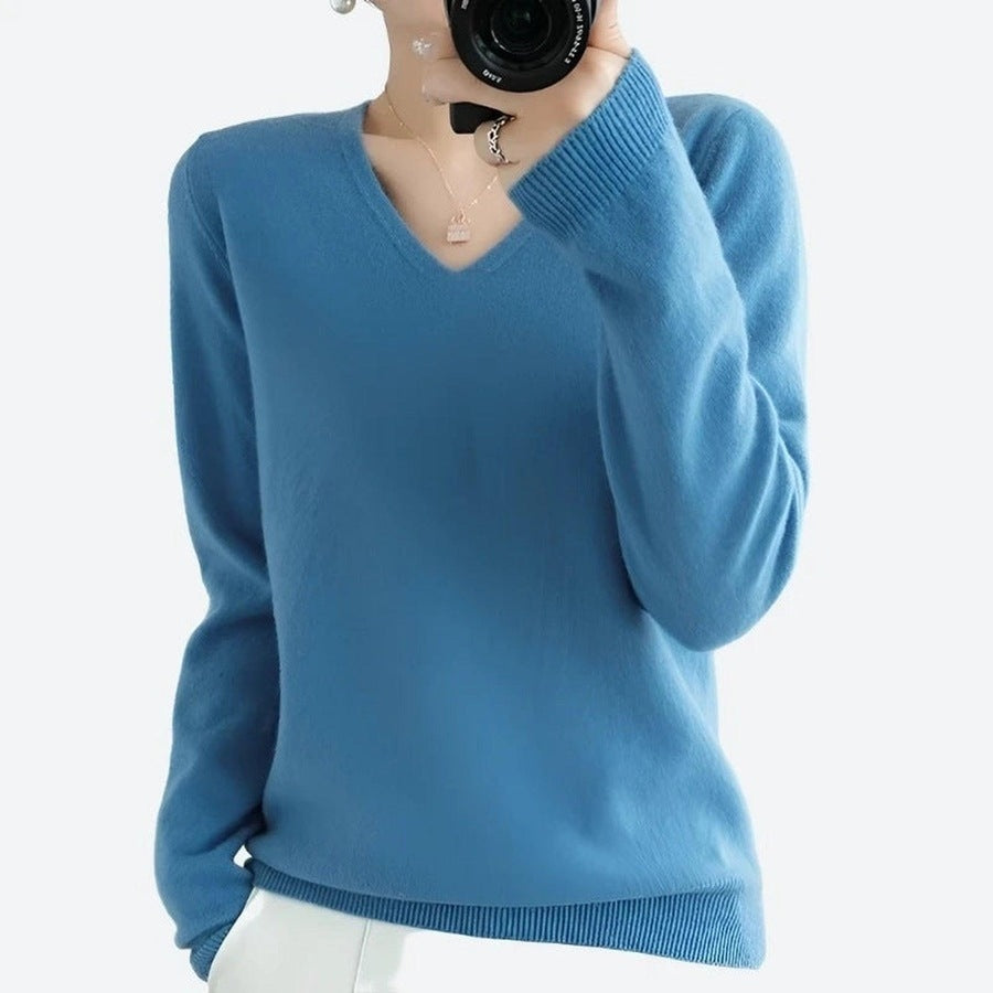 Elegant V-Neck Long Sleeve Sweaters