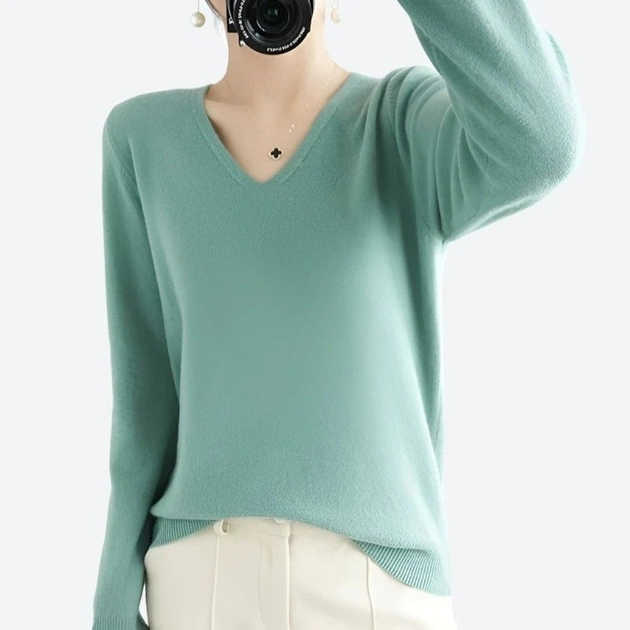 Elegant V-Neck Long Sleeve Sweaters