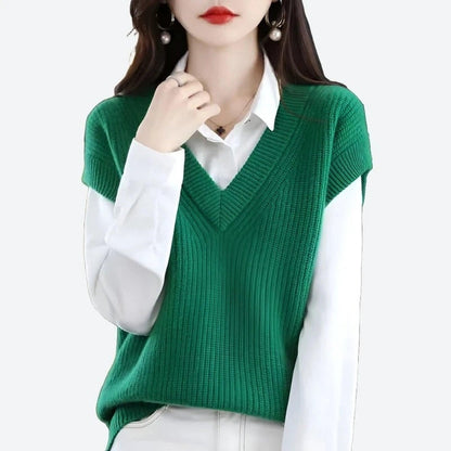 Elegant V-Neck Sleeveless Knit Vests