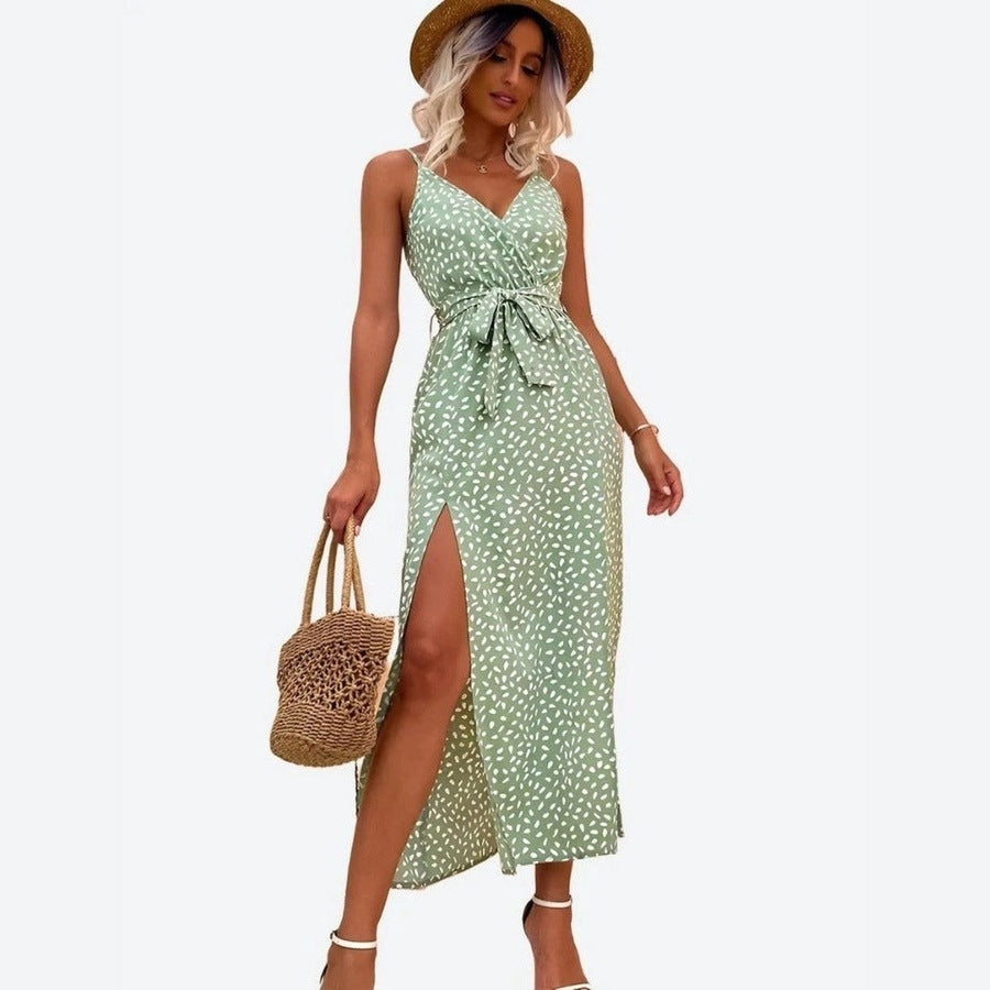 Elegant V-Neck Wrap Maxi Dresses