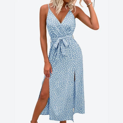 Elegant V-Neck Wrap Maxi Dresses