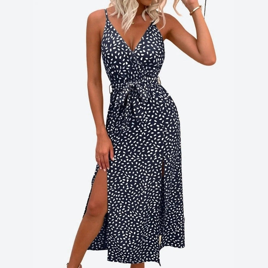 Elegant V-Neck Wrap Maxi Dresses