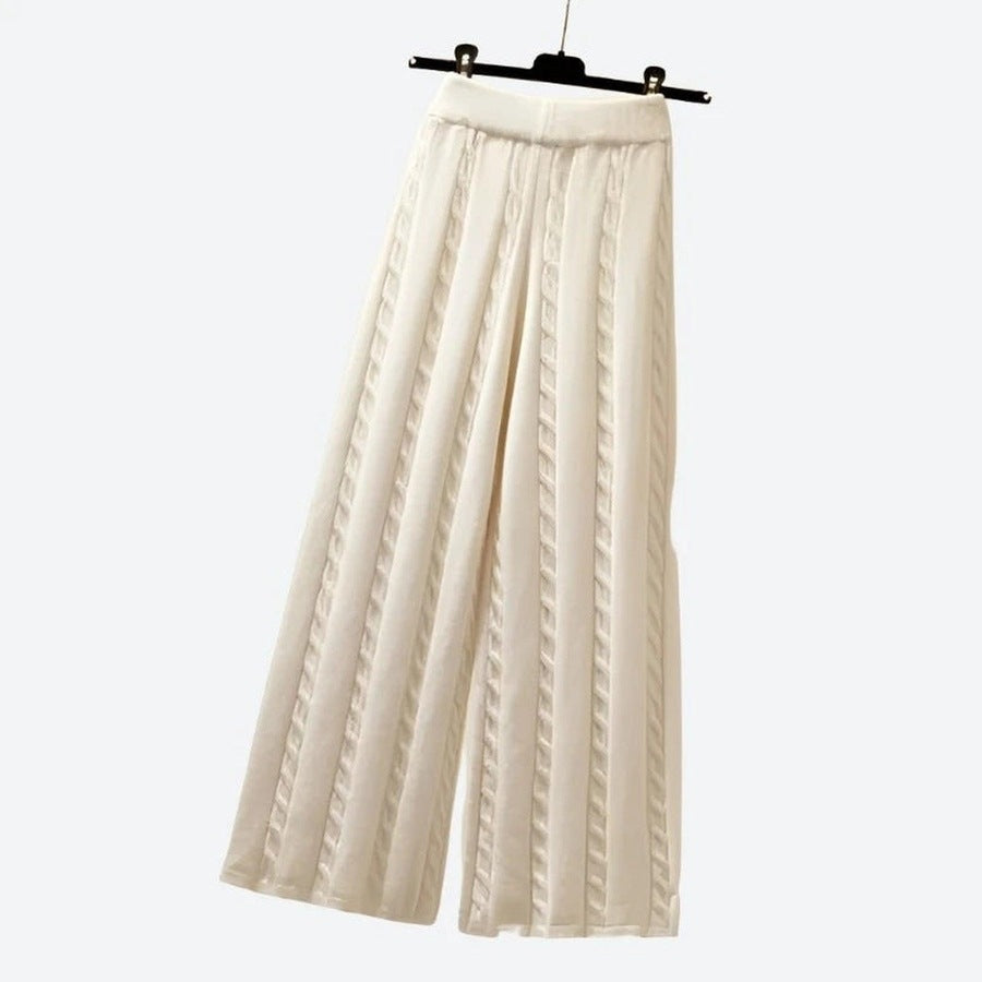 Elegant Wide-Leg Textured Trousers