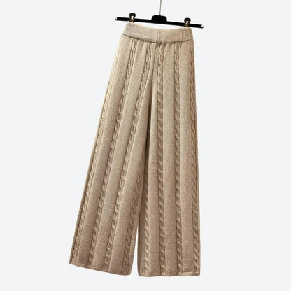 Elegant Wide-Leg Textured Trousers