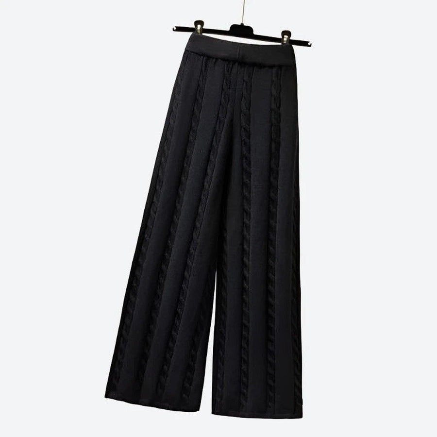 Elegant Wide-Leg Textured Trousers