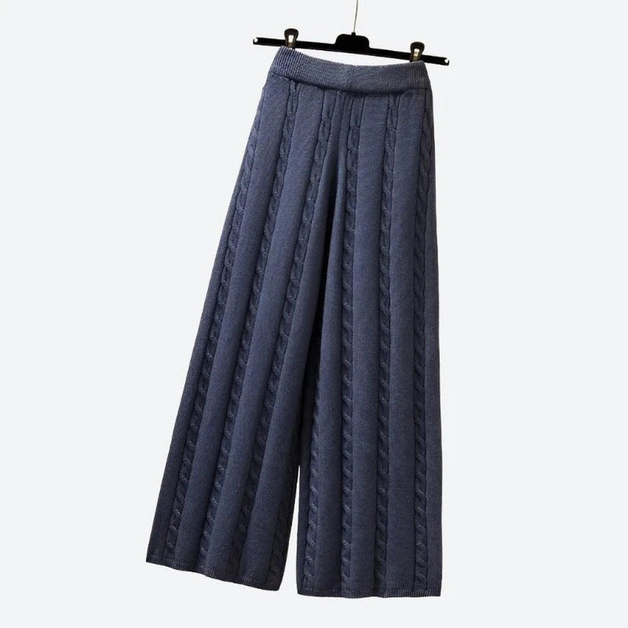 Elegant Wide-Leg Textured Trousers