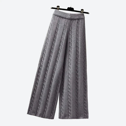 Elegant Wide-Leg Textured Trousers