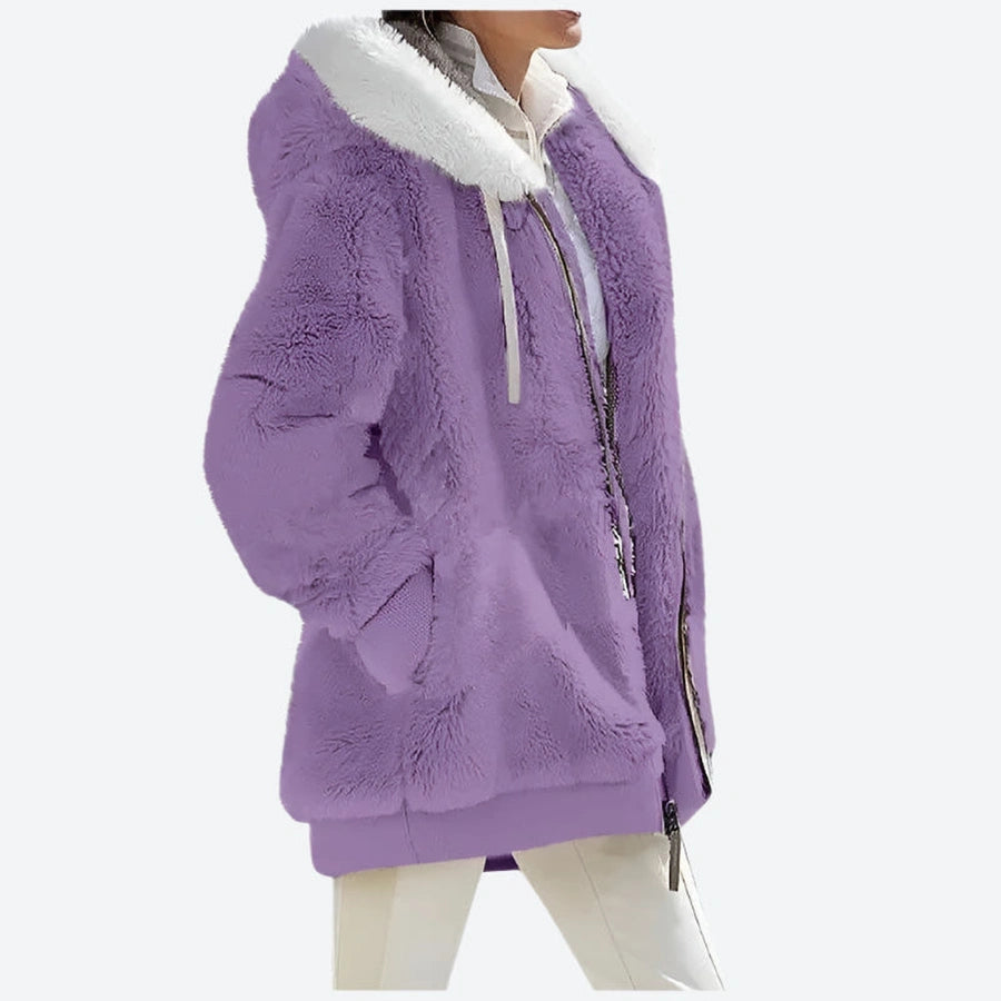 Faux Fur Hooded Zippered Winter Jackets